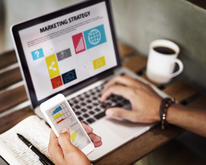 Marketing Strategy Connting Digital Devices Concept
